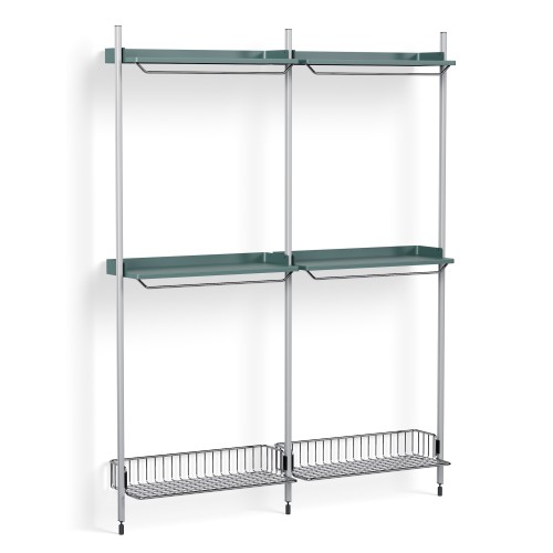 Pier System 1032 – PS Blue Shelves + Chromed Wire Shelves + Anodised Aluminium Profiles - HAY