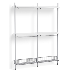 Pier System 1032 – PS White Shelves + Chromed Wire Shelves + Anodised Aluminium Profiles - HAY