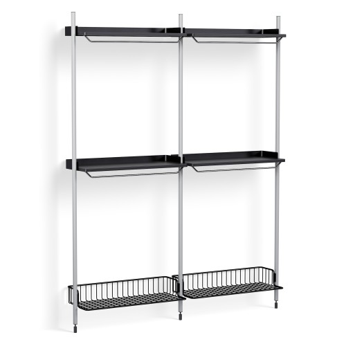 Pier System 1032 – PS Black Shelves + Anthracite Wire Shelves + Anodised Aluminium Profiles - HAY