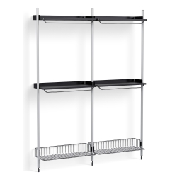 Pier System 1032 – PS Black Shelves + Chromed Wire Shelves + Anodised Aluminium Profiles - HAY