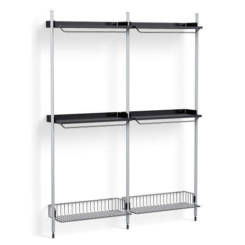 Pier System 1032 – PS Black Shelves + Chromed Wire Shelves + Anodised Aluminium Profiles - HAY