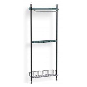 Pier System 1041 – PS Blue Shelves + Chromed Wire Shelf + Black Anodised Aluminium Profiles