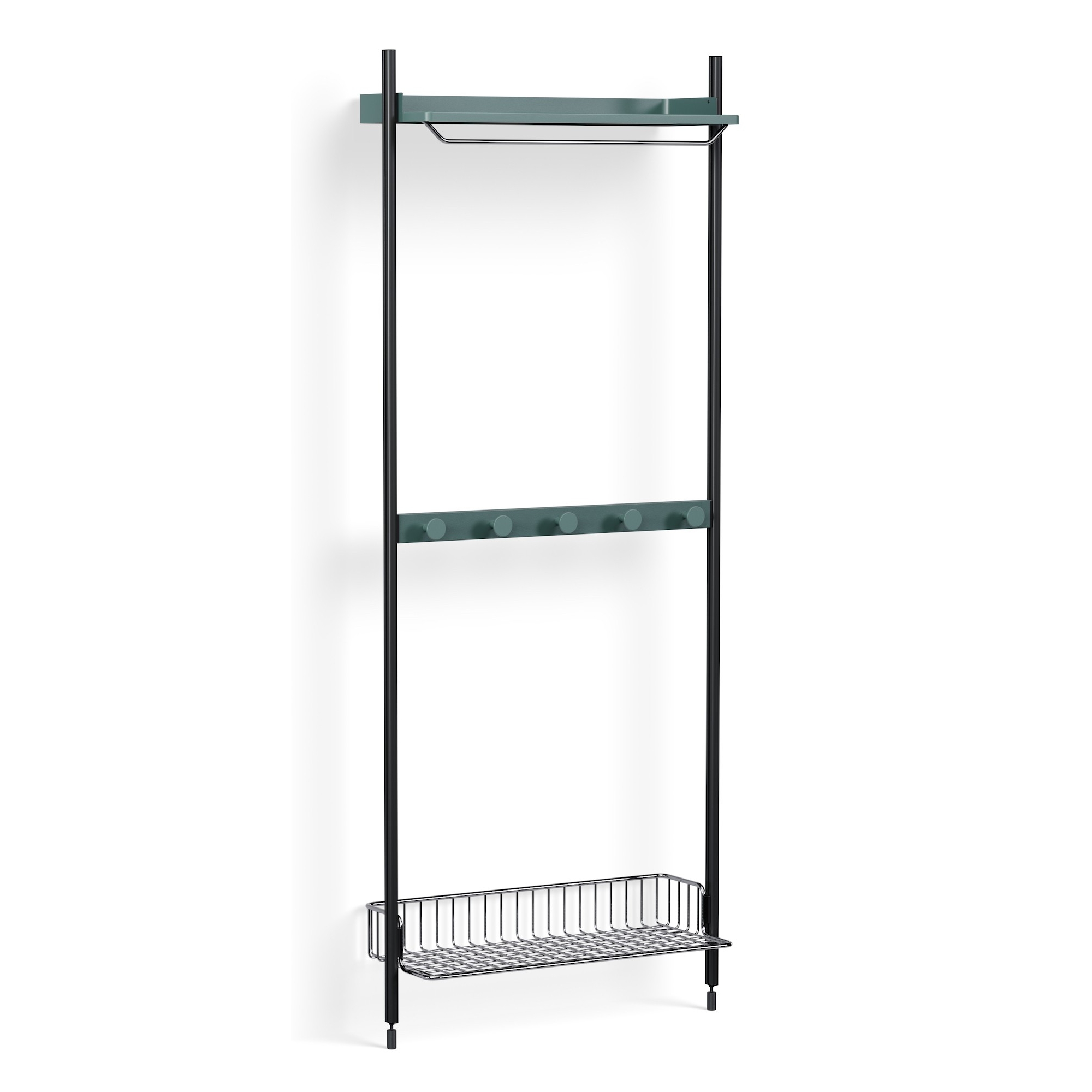 Pier System 1041 – PS Blue Shelves + Chromed Wire Shelf + Black Anodised Aluminium Profiles - HAY