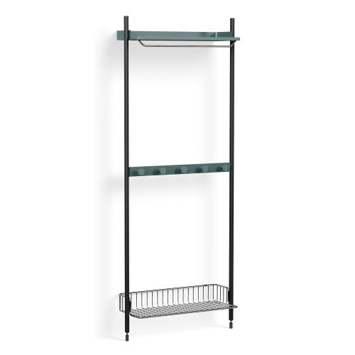 Pier System 1041 – PS Blue Shelves + Chromed Wire Shelf + Black Anodised Aluminium Profiles - HAY