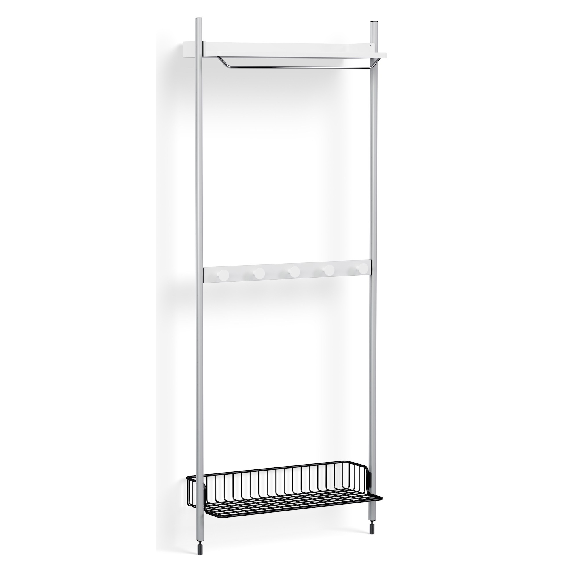 Pier System 1041 – PS White Shelves + Anthracite Wire Shelf + Anodised Aluminium Profiles - HAY