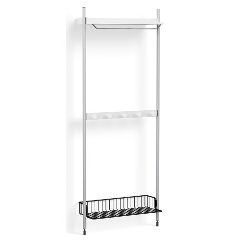 Pier System 1041 – PS White Shelves + Anthracite Wire Shelf + Anodised Aluminium Profiles - HAY