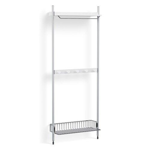 Pier System 1041 – PS White Shelves + Chromed Wire Shelf + Anodised Aluminium Profiles - HAY