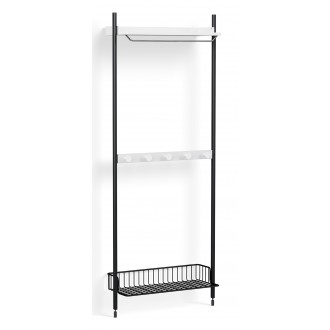 Pier System 1041 – PS White Shelves + Anthracite Wire Shelf + Black Anodised Aluminium Profiles