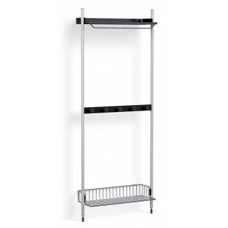 Pier System 1041 – PS Black Shelves + Chromed Wire Shelf + Anodised Aluminium Profiles