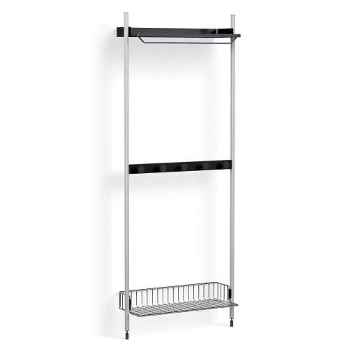 Pier System 1041 – PS Black Shelves + Chromed Wire Shelf + Anodised Aluminium Profiles - HAY