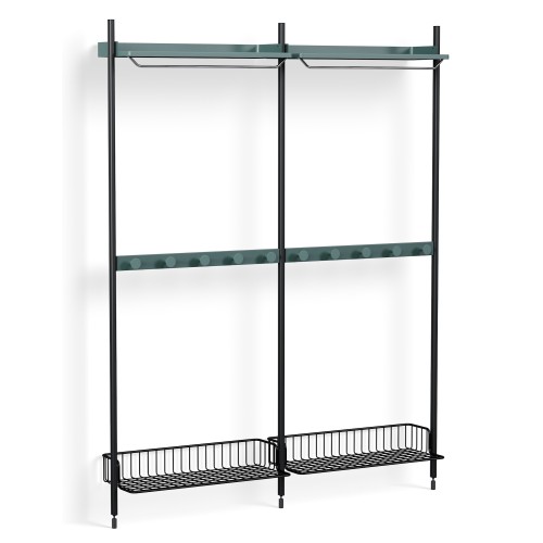 Pier System 1042 – PS Blue Shelves + Anthracite Wire Shelves + Black Anodised Aluminium Profiles - HAY