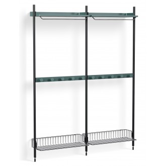 Pier System 1042 – PS Blue Shelves + Chromed Wire Shelves + Black Anodised Aluminium Profiles