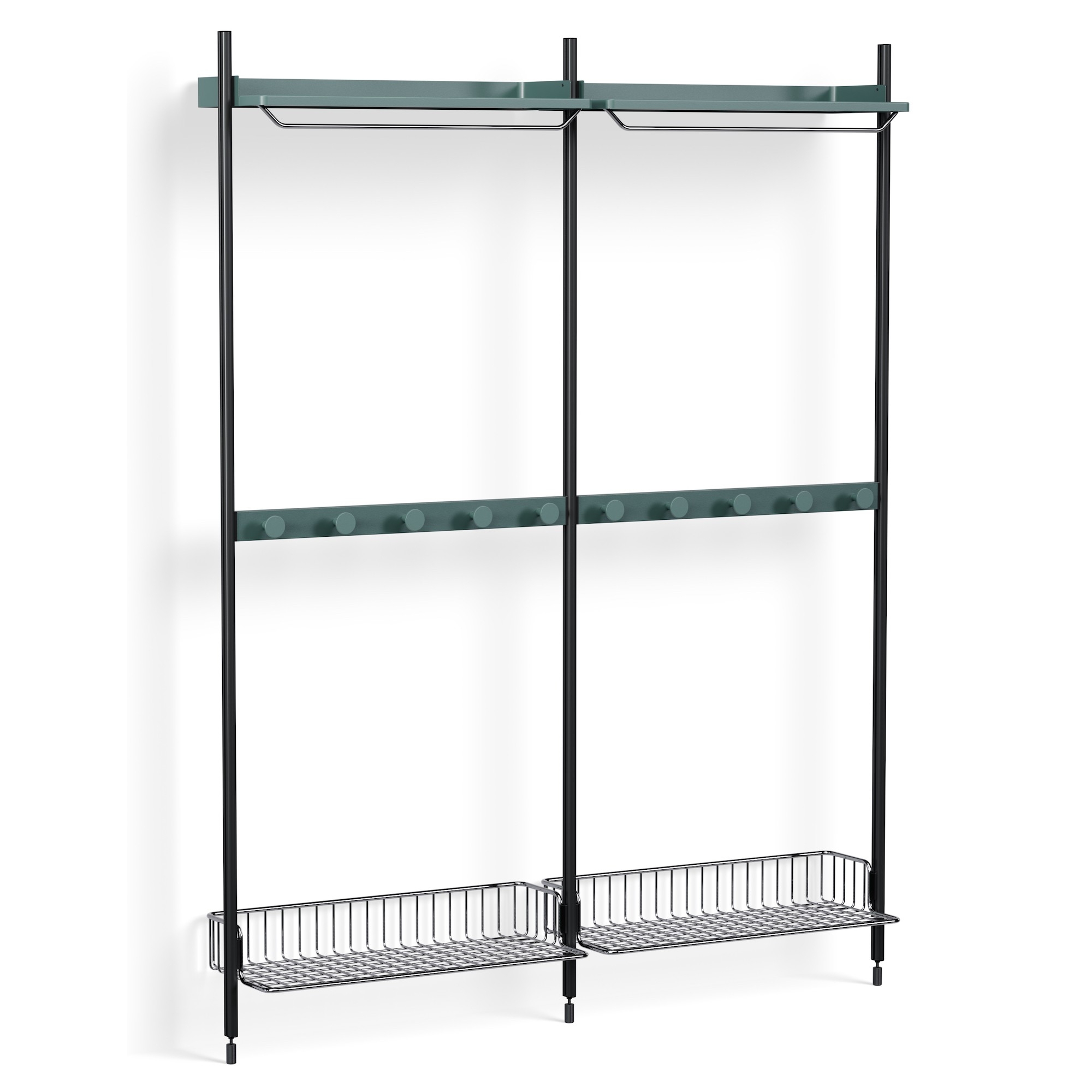 Pier System 1042 – PS Blue Shelves + Chromed Wire Shelves + Black Anodised Aluminium Profiles - HAY