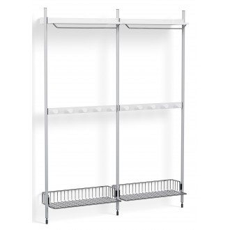 Pier System 1042 – PS White Shelves + Chromed Wire Shelves + Anodised Aluminium Profiles