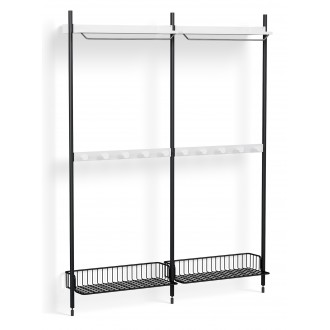 Pier System 1042 – PS White Shelves + Anthracite Wire Shelves + Black Anodised Aluminium Profiles