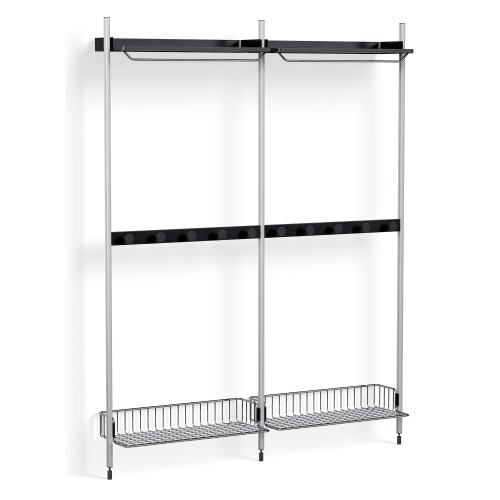 Pier System 1042 – PS Black Shelves + Chromed Wire Shelves + Anodised Aluminium Profiles - HAY