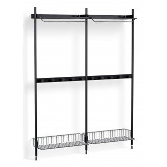 Pier System 1042 – PS Black Shelves + Chromed Wire Shelves + Black Anodised Aluminium Profiles