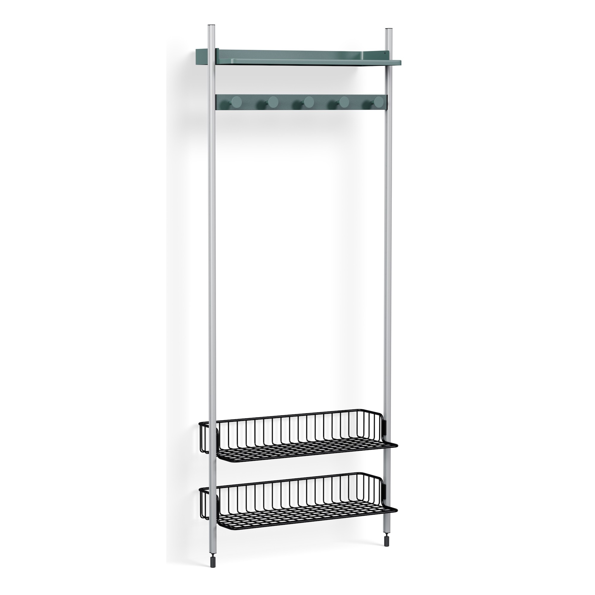 Pier System 1051 – PS Blue Shelves + Anthracite Wire Shelves + Anodised Aluminium Profiles - HAY