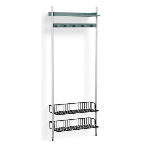 Pier System 1051 – PS Blue Shelves + Anthracite Wire Shelves + Anodised Aluminium Profiles - HAY