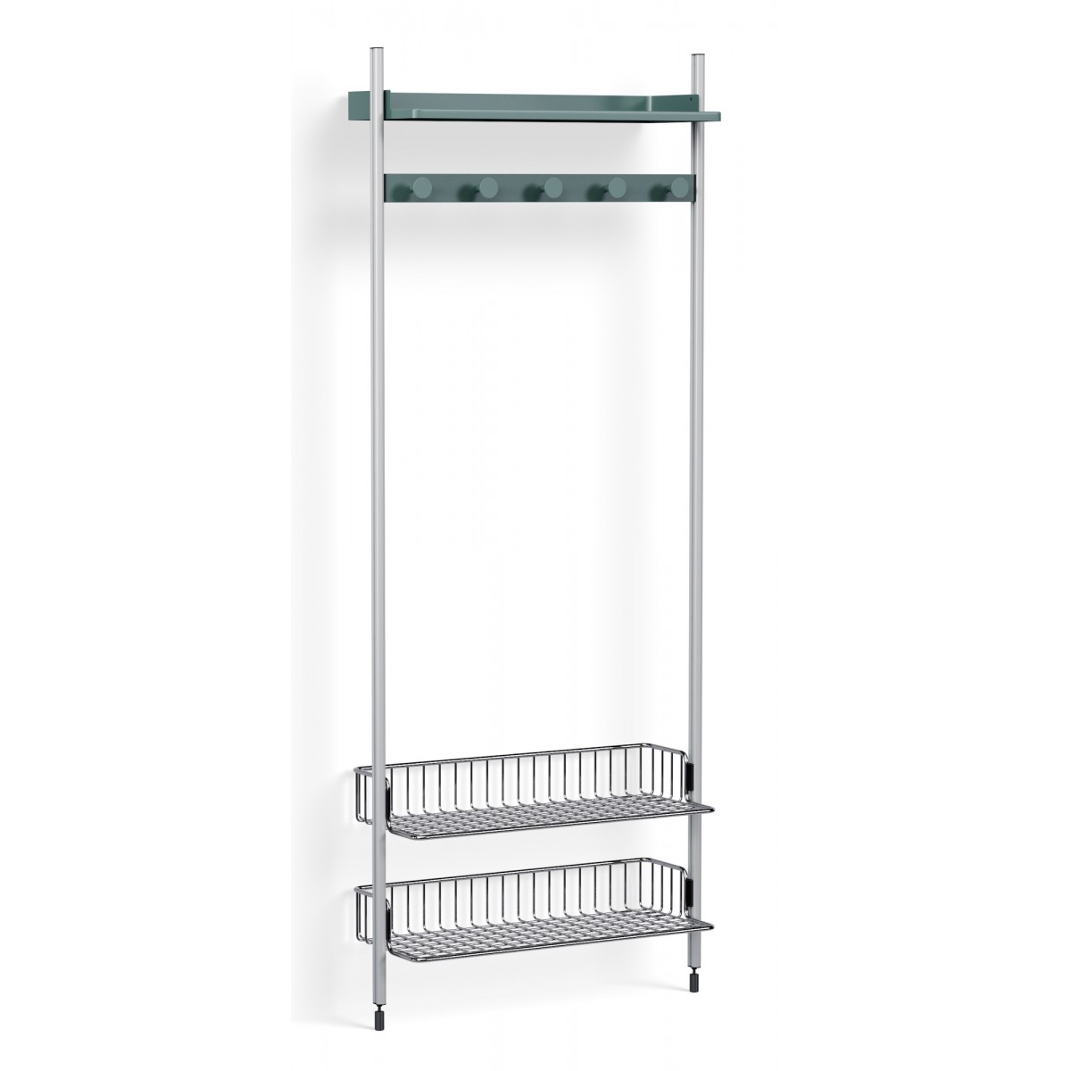 Pier System 1051 – PS Blue Shelves + Chromed Wire Shelves + Anodised Aluminium Profiles