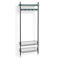 Pier System 1051 – PS Blue Shelves + Chromed Wire Shelves + Black Anodised Aluminium Profiles - HAY