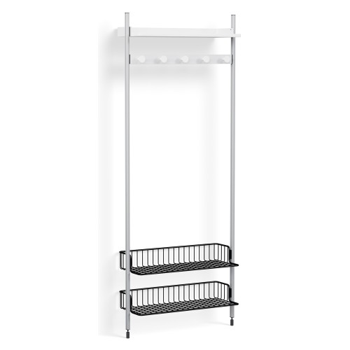 Pier System 1051 – PS White Shelves + Anthracite Wire Shelves + Anodised Aluminium Profiles - HAY