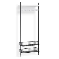 Pier System 1051 – PS White Shelves + Anthracite Wire Shelves + Black Anodised Aluminium Profiles - HAY