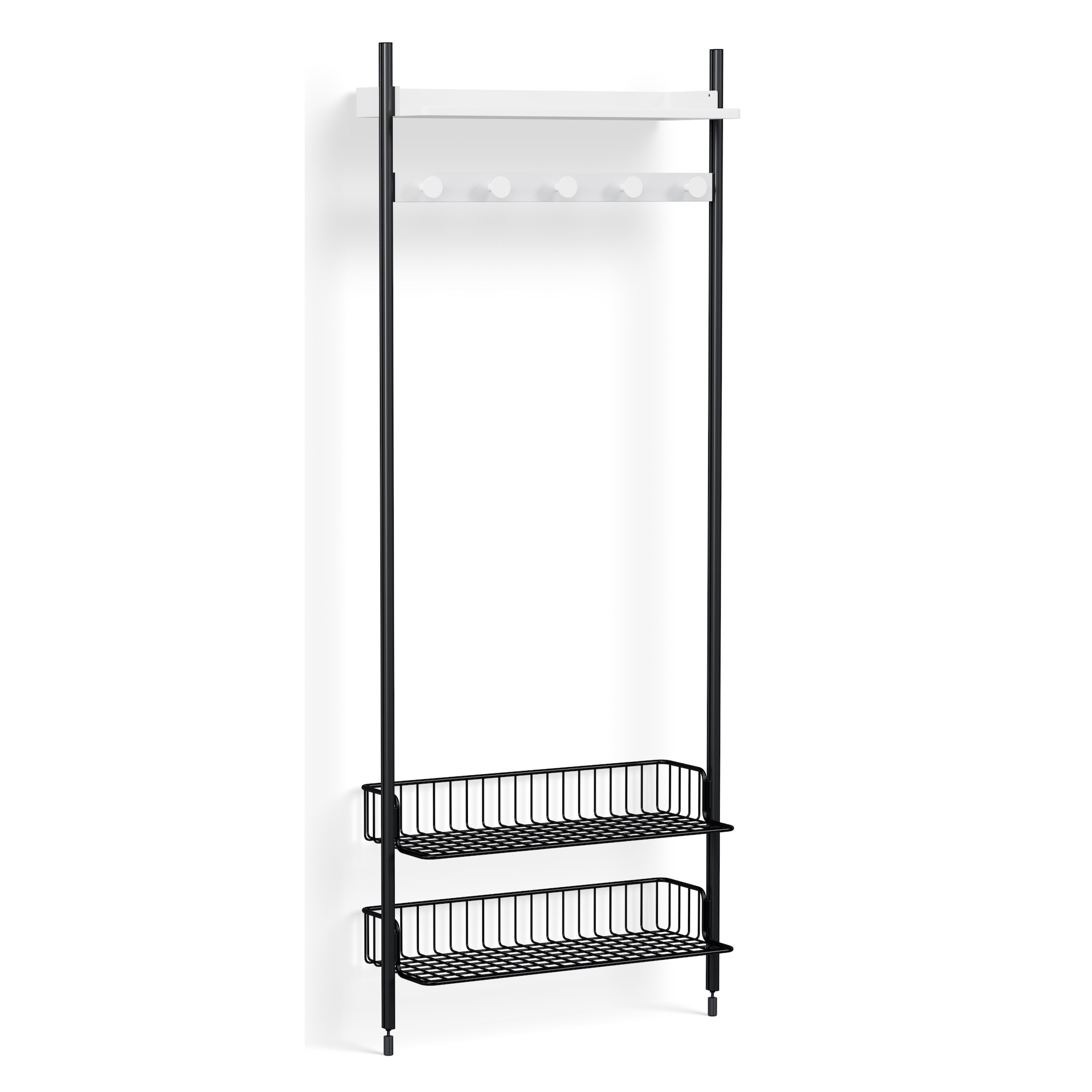 Pier System 1051 – PS White Shelves + Anthracite Wire Shelves + Black Anodised Aluminium Profiles - HAY