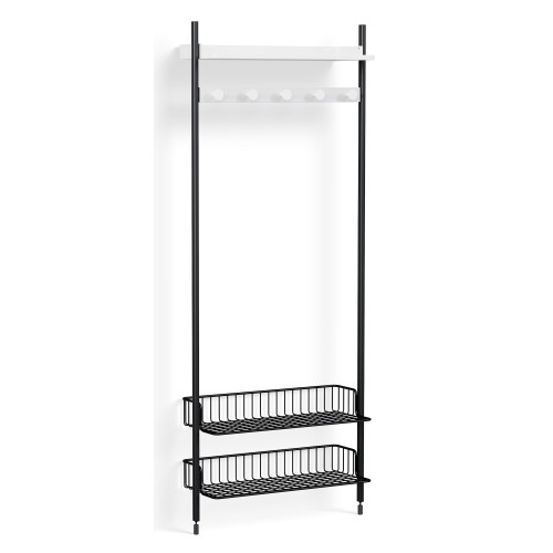 Pier System 1051 – PS White Shelves + Anthracite Wire Shelves + Black Anodised Aluminium Profiles - HAY