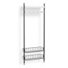 Pier System 1051 – PS White Shelves + Chromed Wire Shelves + Black Anodised Aluminium Profiles