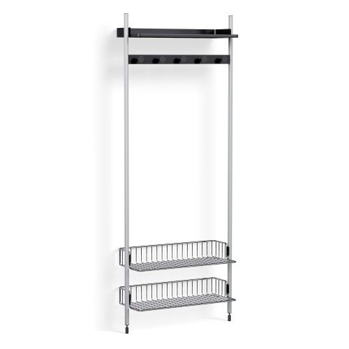 Pier System 1051 – PS Black Shelves + Chromed Wire Shelves + Anodised Aluminium Profiles - HAY