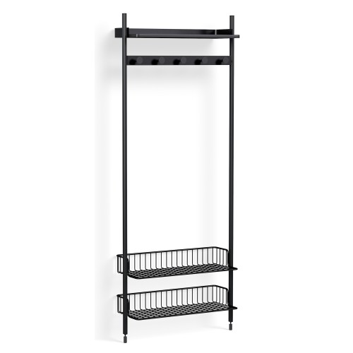 Pier System 1051 – PS Black Shelves + Chromed Wire Shelves + Black Anodised Aluminium Profiles - HAY