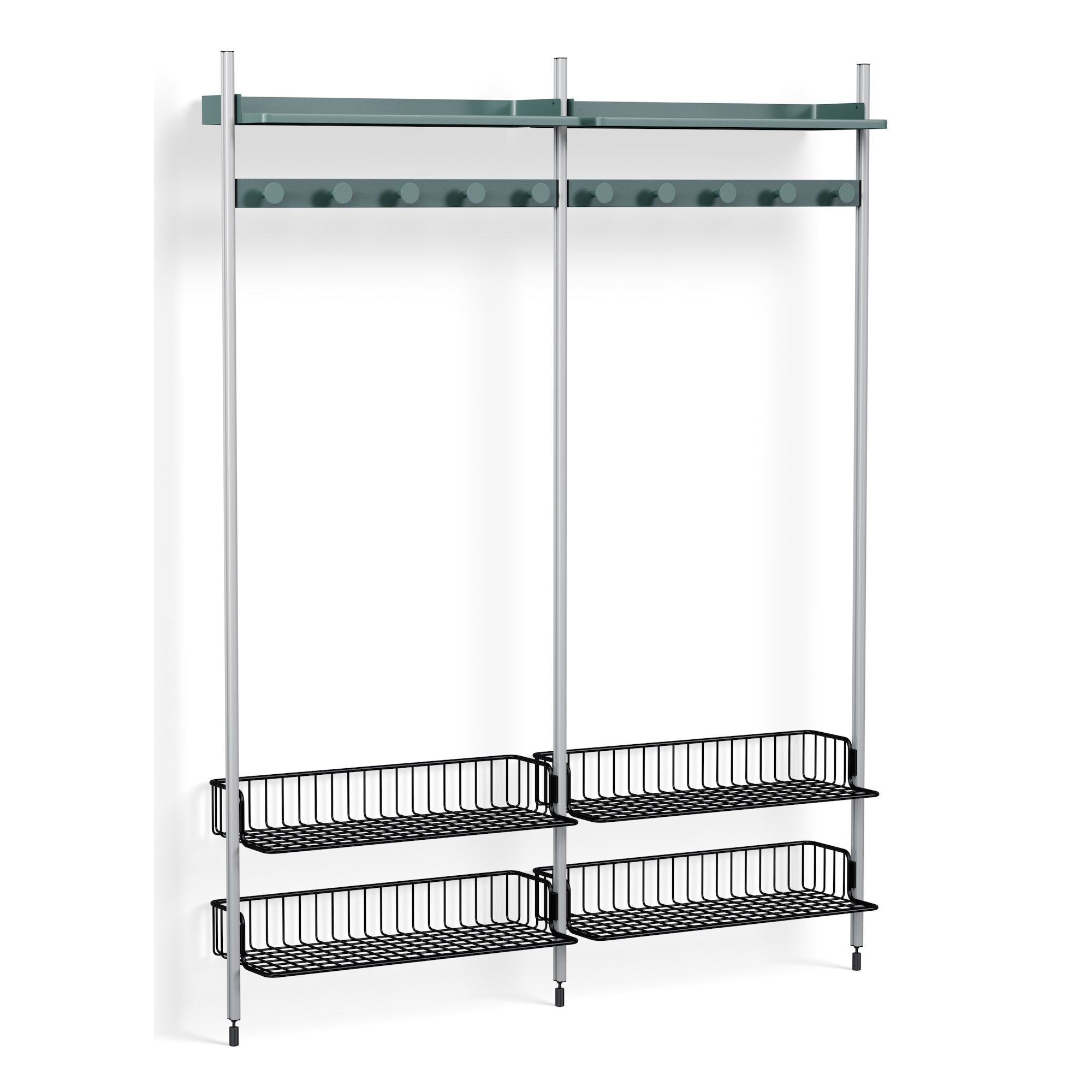 Pier System 1052 – PS Blue Shelves + Anthracite Wire Shelves + Anodised Aluminium Profiles - HAY