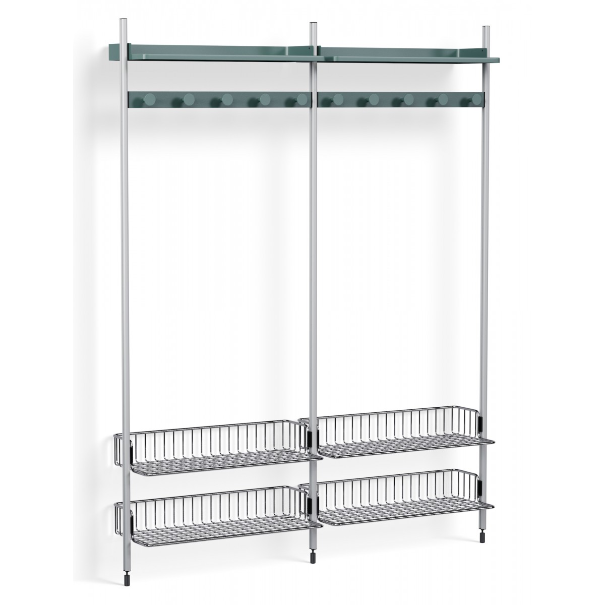 Pier System 1052 – PS Blue Shelves + Chromed Wire Shelves + Anodised Aluminium Profiles