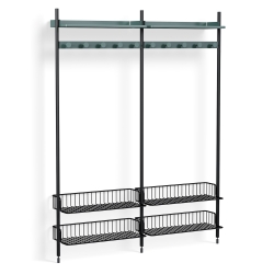 Pier System 1052 – PS Blue Shelves + Anthracite Wire Shelves + Black Anodised Aluminium Profiles - HAY