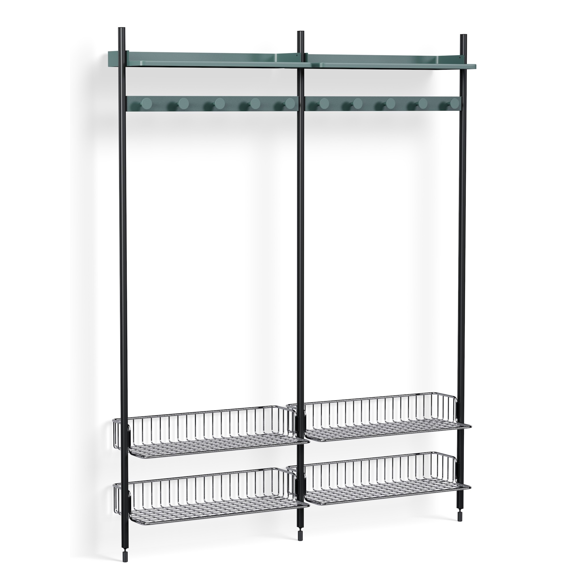 Pier System 1052 – PS Blue Shelves + Chromed Wire Shelves + Black Anodised Aluminium Profiles - HAY