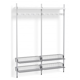 Pier System 1052 – PS White Shelves + Chromed Wire Shelves + Anodised Aluminium Profiles