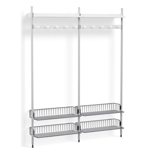 Pier System 1052 – PS White Shelves + Chromed Wire Shelves + Anodised Aluminium Profiles - HAY