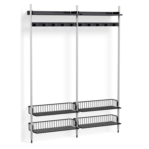 Pier System 1052 – PS Black Shelves + Anthracite Wire Shelves + Anodised Aluminium Profiles - HAY