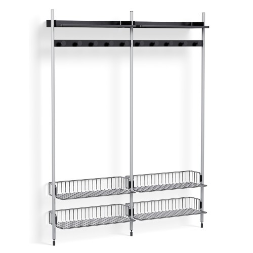 Pier System 1052 – PS Black Shelves + Chromed Wire Shelves + Anodised Aluminium Profiles - HAY