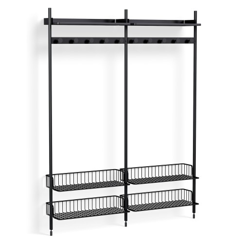 Pier System 1052 – PS Black Shelves + Anthracite Wire Shelves + Black Anodised Aluminium Profiles - HAY