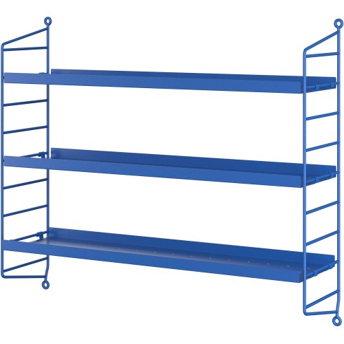 String Furniture – String Pocket metal shelves, blue