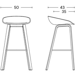 Tabouret AAS32 Coque noire + Piètement chêne - HAY