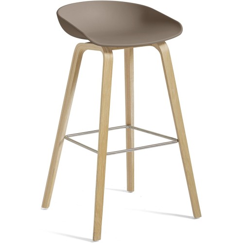 AAS32 Bar stool Khaki shell + Oak base - HAY