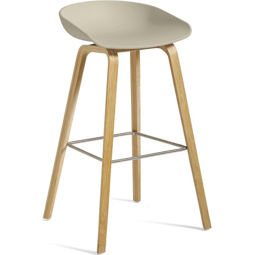 AAS32 Bar stool Pastel green shell + Oak base - HAY