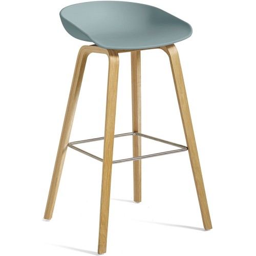 Tabouret AAS32 Coque dusty blue + Piètement chêne - HAY