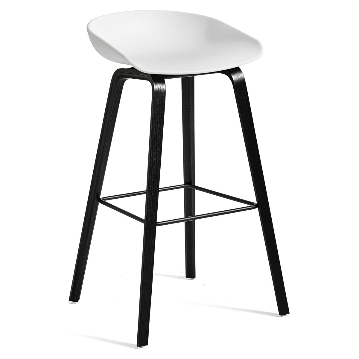 AAS32 Bar stool White shell Black stained oak base