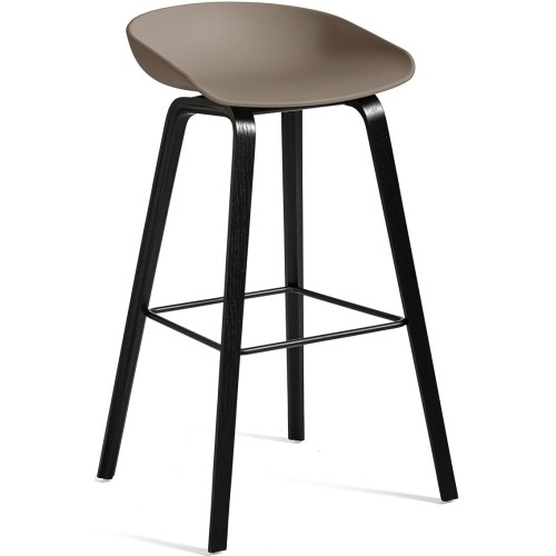 AAS32 Bar stool Khaki shell + Black stained oak base - HAY