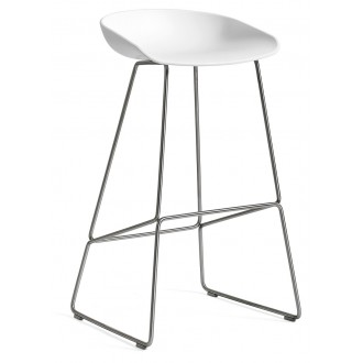 AAS38 Stool White shell + Stainless steel base