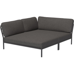 Level sofa – left cozy corner – dark grey Basic fabric (98) + dark grey base (51) – Houe